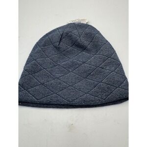 Pugs Tech Beanie Blue Grey Quilted Diamond Pattern Knit Skull Cap Hat NWT